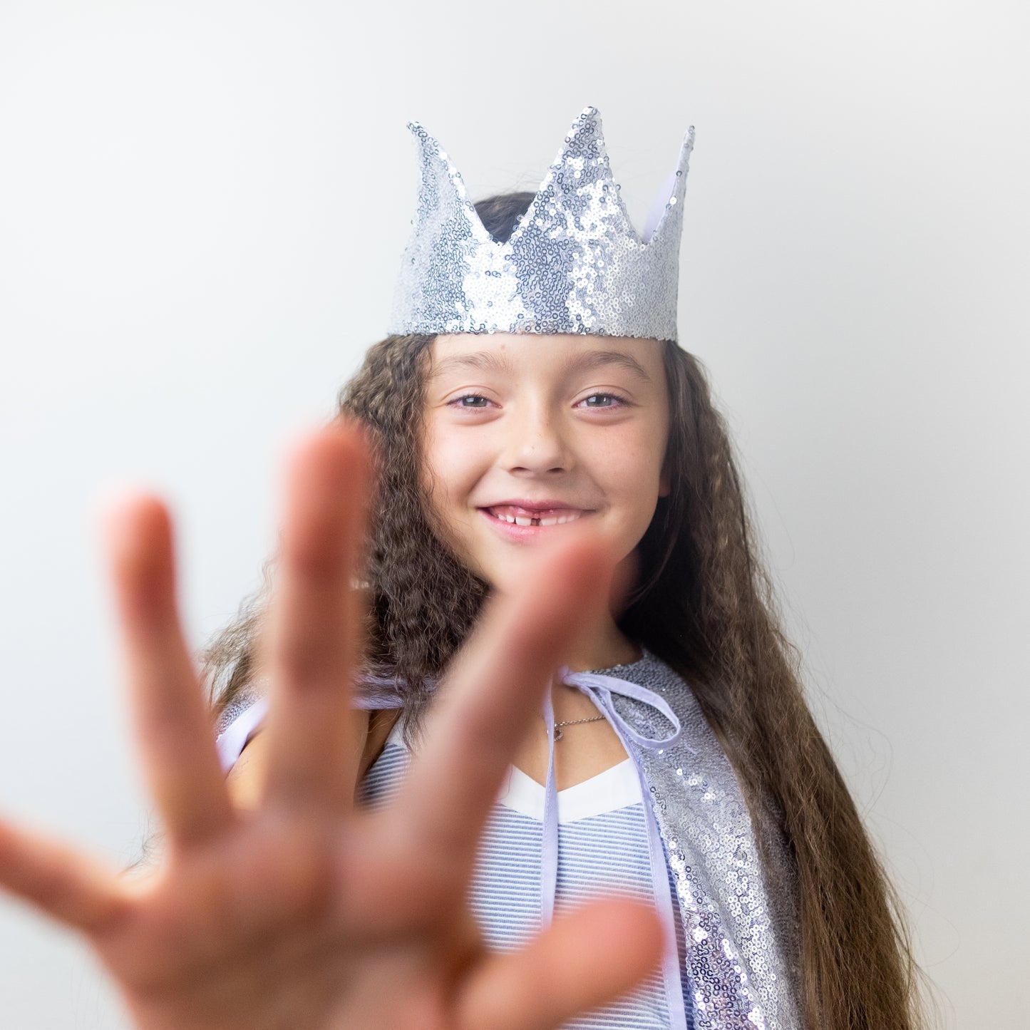 Silver sequin crown