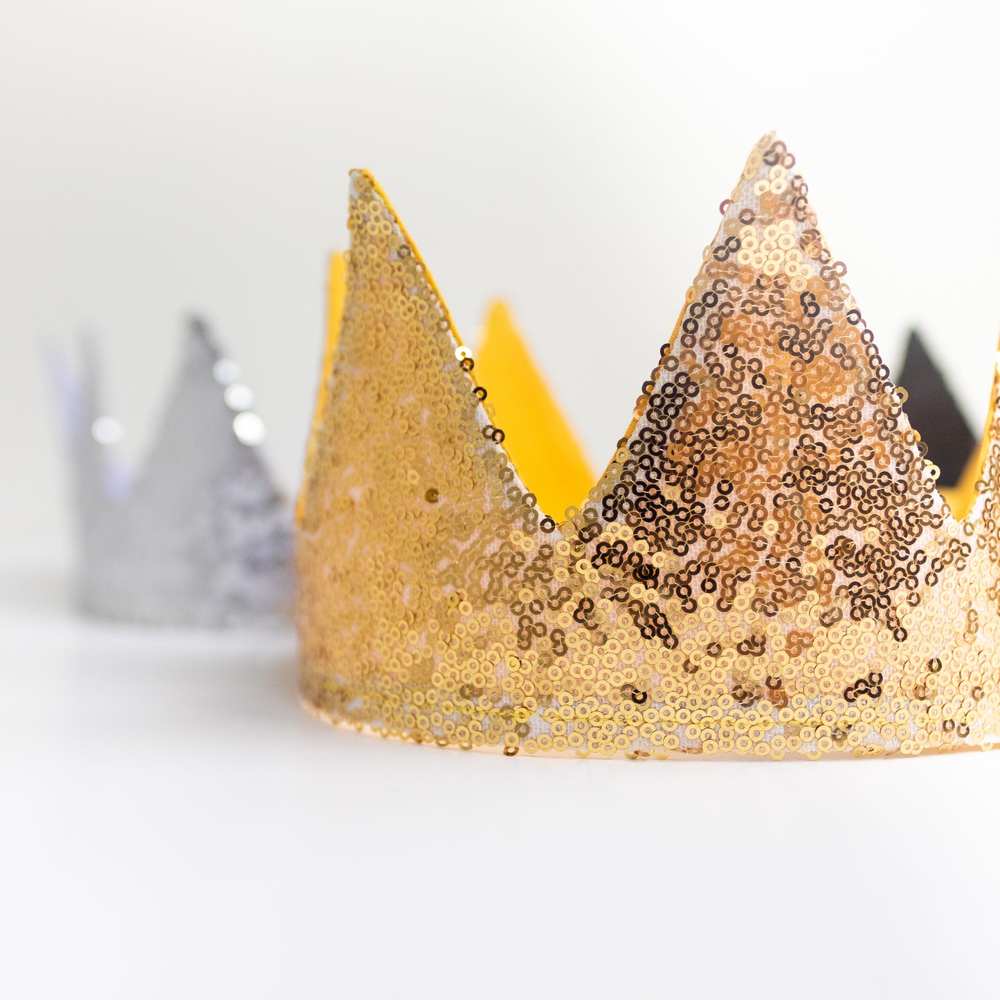 Gold sequin crown