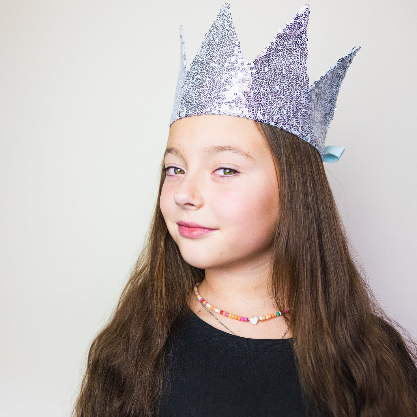 Silver sequin crown