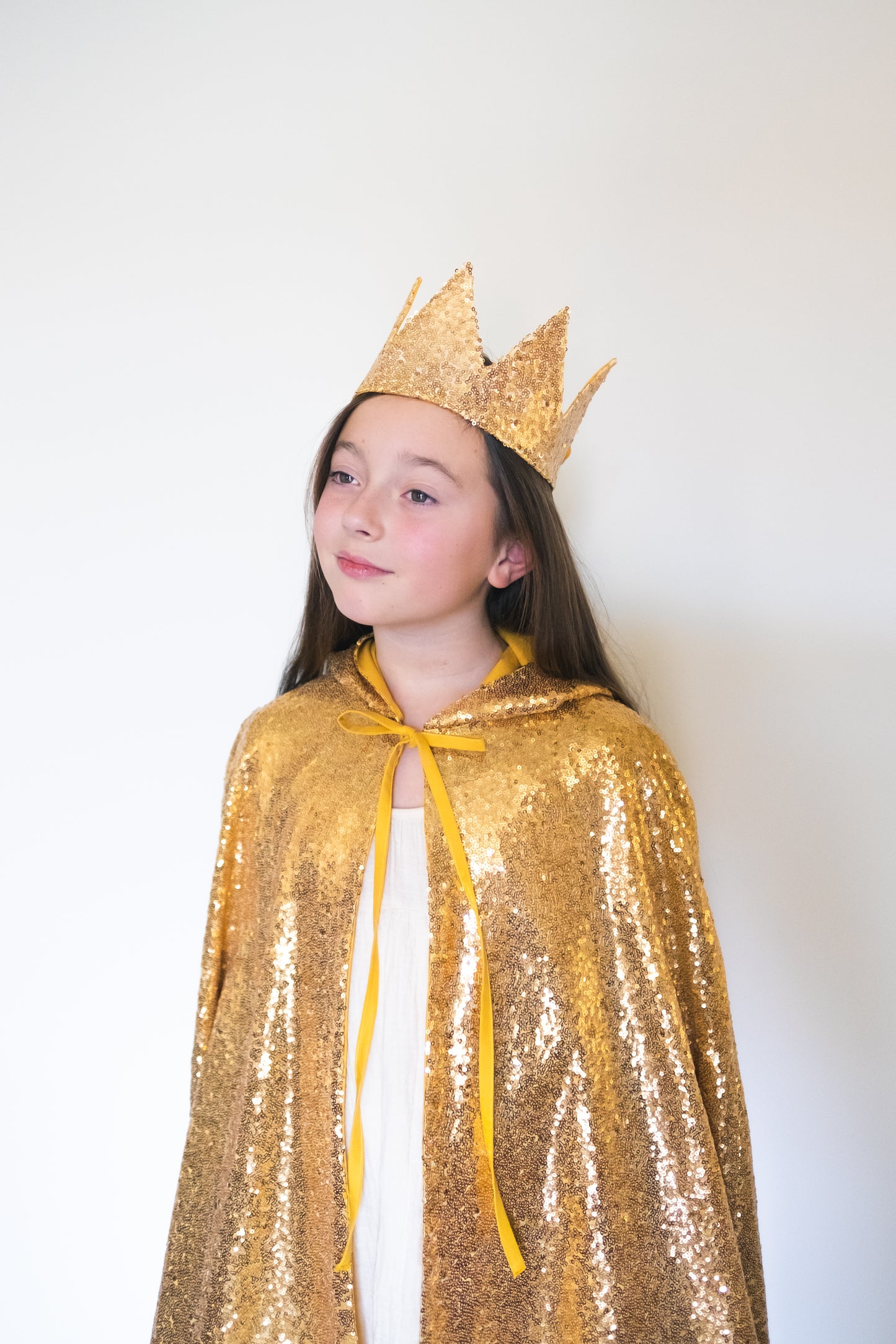 Gold sequin cape with a hood