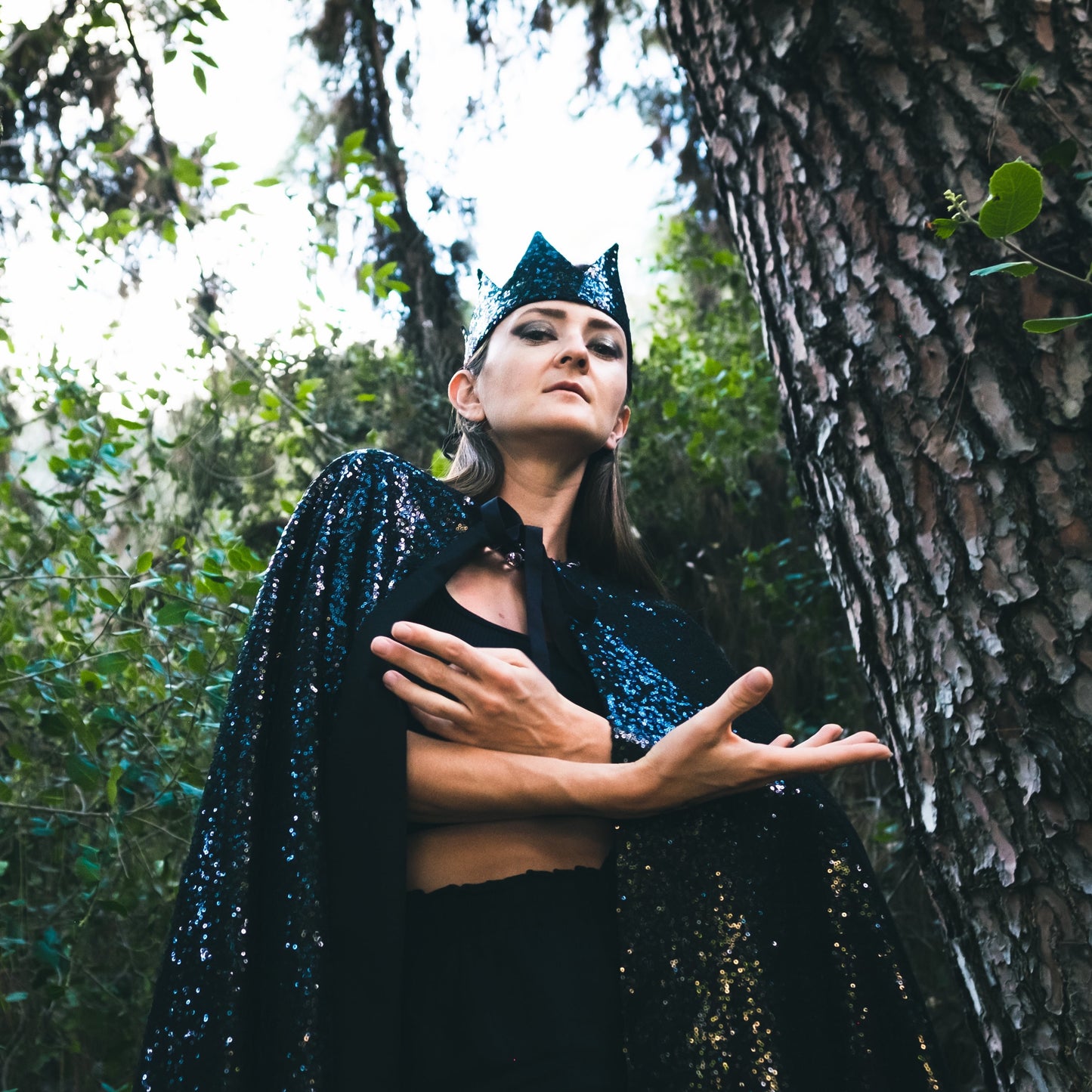 Black sequin crown