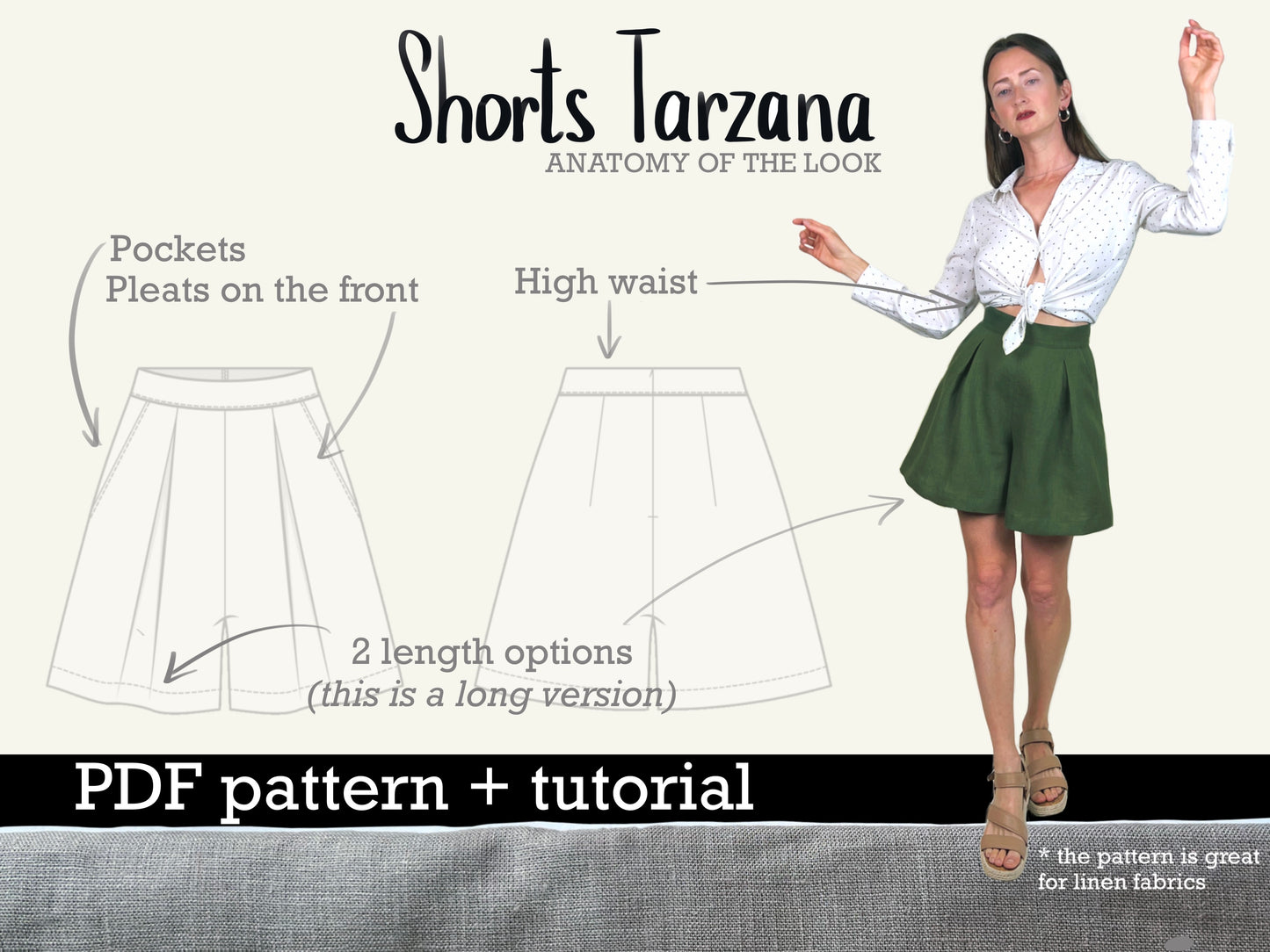 Shorts Tarzana digital sewing pattern