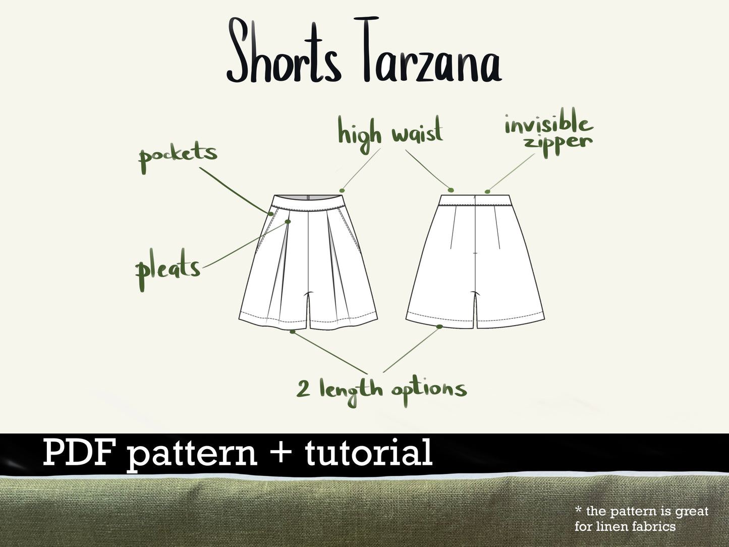 Shorts Tarzana digital sewing pattern